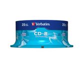 Verbatim 43432 25 Spindle Pack, Bulk Pack 25 x CD-R Blank Discs with Extra Protection, 52x Speed, 700 MB