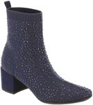 Kenneth Cole Reaction Womens Rida Stretch Jewel Ankle Boots Navy 10 Medium (B,M)