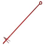 40 Inch Auger Earth Anchor 4 Inch W Helix, 14mm Rod, Painted red,Heavy Duty Ground Anchor Hook for Guying Tents Fencing Canopies,Pack of 1