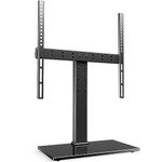 FITUEYES Universal TV Stand for 27-55 Inch TV, Height Adjustable & 10° Horizontal Adjustable Table Top TV Stand with 8mm Glass Base, Pedestal TV Mount Stand Bracket Max VESA 400x400mm Holds 40kg