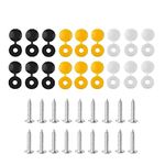 BEK-FIX® Number Plate Screws and Caps Fitting Kit, White Yellow & Black Caps & Screws 36 Piece