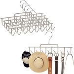 Coloch 6 Pack Belt Hanger for Closet with 8 Hooks, Multiple Hanger for Tank Tops, Scarf, Metal Belt Tie Rack Wardrobe Shawl Towel Holder Hanging Organizer Hook for Hats, Purses, 13.5x1.5x6 Inch