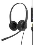 Yealink UH34 Headset with Microphone - Stereo Headphones Wired USB-A 3.5mm Jack with Noise Cancelling for Mac PC Laptop