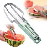 2024 New Watermelon Fork Slicer Cutter, 3-in-1 Stainless Steel Watermelon Windmill Cutter, 3 in 1 Summer Watermelon Cutting Tool Fork Slicer Knife Set for Kitchen, Camping, Picnicking (Green)