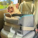 PETSFIT Dog Car Seats for Small Dogs, Patent Safe Buckles Dog Booster Car Seat, Cat Car Seat with Safety Belt, Suitable for Small Pets Up to 25lbs (Grey)