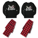 SOLOYEE Matching Christmas Pajamas for Couples Pjs Sets Adults Classic Plaid Xmas Sleepwear for Family Men and Women, Men-black Red-plaid, XX-Large