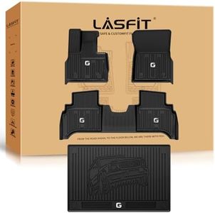 LASFIT Floor Mats & Trunk Mats for Mercedes Benz G Class 2025 2024 2023 2022-2019 G550/G580/G63 AMG SUV, All Weather TPE Custom Fit Car Liners,1st & 2nd Row Floor Mats & Cargo Liner,Black