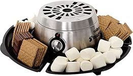 Salton Treats Indoor Electric Stainless Steel S'Mores Maker and Fondue Warmer with 4 Lazy Susan Compartment Trays with Automatic Temperature Control, 4 Roasting Skewers Included (SP171722)