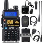 BAOFENG 5RX 8W Walkie Talkies Dual Band 144-148MHz 430-450MHz Baofeng UV-5R Upgraded Ham Radio Rechargeable 1800mAh Battery Two Way Radio with Earpiece