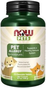 NOW Foods Pet Health, Pet Allergy Supplement, Formulated for Cats & Dogs, NASC Certified, 75 Chewable Tablets