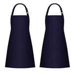 Jubatus 2 Pack Bib Aprons with 2 Pockets Cooking Chef Kitchen Apron for Women Men, Navy Blue