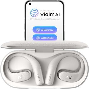 VIAIM OpenNote AI Recorder – Open Ear Earbuds with FlashRecord, Call Recording, Real-Time Transcription, Translation, AI Assistant, for Students, Professionals & Interview Recording, Gray