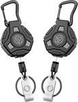 2 Pack Badge Reels Retractable, Heavy Duty Retractable Keychain, Tactical ID Badge Holder with Upgraded Zinc Alloy Carabiner, 31.5'' Coated Steel Cord, Bearing 8.0 oz- Black