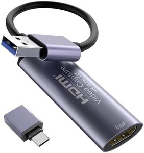 Dbilida Video Capture Card, Stream and Record in YUY2 1080P 60FPS USB 3.0 HDMI to USB A/USB C, HDMI Capture Card for Nintendo Switch, PS5, PS4/Pro, Xbox Series X/S, Xbox One X/S, in OBS and More