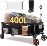 Portal 300L Festival Trolley on Wheels XXL Extended with Brakes Camping Trolley Cart Heavy Duty Beach Wagon Longer Pull along Collapsible Garden Cart Hand Truck Trailer Buggy for Fishing Picnic 160KG