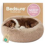 Bedsure Calming Dog Bed for Large Dogs - Donut Washable Large Pet Bed, 36 inches Round Fluffy Plush Faux Fur Dog Bed, Fits up to 80 lbs Pets, Camel