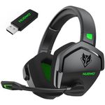 NUBWO G06 Dual Wireless Gaming Headset with Microphone for PS5, PS4, PC, Mobile, Switch: 2.4GHz Wireless + Bluetooth - 100 Hr Battery - 50mm Drivers - Green