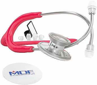 MDF Instruments, Acoustica Lightweight Stethoscope for Doctors, Nurses, Students, Home Health Use, Adult, Dual Head, Raspberry Tube, Silver Chestpiece-Headset, MDF747XP23