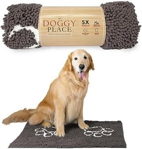 My Doggy Place Microfiber Dog Mat for Muddy Paws, 36" x 26" Ash With Paw Print - Absorbent Quick-Drying Paw Cleaning, Washer and Dryer Safe - Non-Slip Rubber Backed Pet Mat, Large