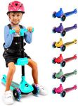 SereneLife 3 Wheel Kids Scooter, Kick Scooter with/without Foldable Seat, Light-Up LED Wheels, Adjustable Handlebar, Lean to Steer, Ideal for Toddlers Boys and Girls Age 3+, Up to 50Kg