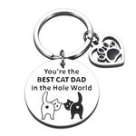 Cat Dad Gifts for Men Best Cat Dad Ever Funny Cat Dad Gifts Fathers Day Dad Gifts from Cat Daddy Keychain Cat Dad Fathers Day Pet Lover Valentines Day Christmas Stocking Stuffer Cat Daddies Gifts