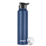 PEXPO Chromo Stainless Steel Sports/Fridge Water Bottle with Sipper & Steel Cap Both|1 Litre, Denim Blue|Eco friendly | BPA Free | Water Bottle for Office, Gym, School, Yoga, Trekking, Adults & Kids