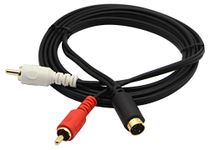 zdyCGTime S-Video 4 Pin Mini DIN Y Splitter Cable,Gold Plated Combo 4 Pin Mini DIN S-Video Male to 2 RCA Male Audio Y Splitter Extension Adapter Cable.(5ft/1.5M)