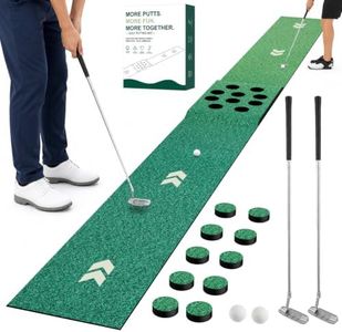 Golf Putting Game Set with 2 Putters, 14.4 FT Indoor/Outdoor Putting Mat
