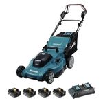 Makita 36V LXT 21" Self-Propelled Lawn Mower, Kit with Four 5.0Ah Batteries and Dual Port Charger (Model DLM539CT4)