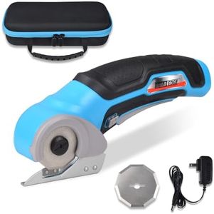 Wild Edge Electric Scissors, 4V 2.5Ah High-Capacity Battery Rechargeable Cardboard Cutter with Rapid Charger and Hard Carrying Case for Cutting Fabric, Carpet, Leather, Felt, Cardboard