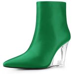 Allegra K Women's Clear Heel Pointed Toe Wedge Heels Ankle Boots, Dark Green, 6 UK