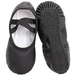 tanzdunsje Ballet Shoes Girls Leather Ballet Dance Slipper Full Leather Sole Ballet Flats for Kids Toddler Child Women Adults (Black, Numeric_11_Point_5)