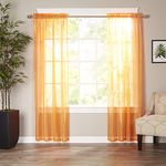 Elegant Comfort Luxury Sheer Curtains, Window Treatment Curtain Panels with Rod Pocket for Kitchen, Bedroom and Living Room, Set of 2, 40" x 84" Long, Orange