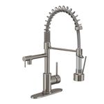 Geobella Kitchen Faucet with Drop Down Sprayer,Brushed Nickel Single Handle Faucet Sink Faucets with Pot Filler,Double Faucet Deck Mounted 1 Or 3 Holes Kitchen Tap for Farmhouse Laundry Utility Rv