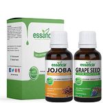 essancia - NATURALLY IN EVERY DROP Natural, Organic, & Pure Cold Pressed Carrier Oils Jojoba & Grapeseed Oils Combo Set - Pack of 2