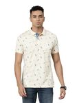 Classic Polo Men's Polo Neck Cotton Beige Slim Fit Printed T-Shirt