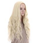 Kalyss Women's wig Long Curly Wavy Blonde Heat Friendly Synthetic Hair wig