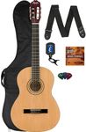 Fender Squier SA-150N Classical Acoustic Guitar - Natural Bundle with Gig Bag, Tuner, Strap, Picks, and Austin Bazaar Guitar DVD