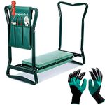 Crystals Garden Kneeler with Handles - Kneeler for Gardening + Tool Bag & Gloves, Green (Gardening Kneeler)