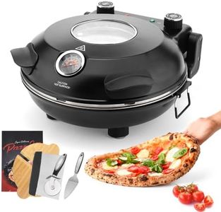 YIBAKE Electric-Pizza-Oven-Indoor, 12 Inches Countertop Cooker,800℉ Electric Pizza Maker with Timer, Ceramic Stone, Viewing Window, Complete Accessory Kit, Black