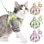 RETOLIT Cat Harness with 1.5m Leash, Adjustable Escape Proof Cat Vest Harness with Safety Reflective Strips, Lightweight Soft Cat Belt Leash for Small Medium Large Cats Dogs Hiking Walking(Green,S)