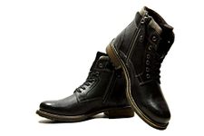 HX London Black Leather Men formal And Semi Casual Stylish High Top Laceup Boot -10 Uk