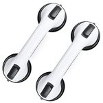 Grab Bars for Shower, 12 Inch Shower Handle Strong Suction Shower Grab Bar for Shower Chair Wheelchair, Bathtub Rails for Seniors, Elderly, Handicap (2 Pack) - Black
