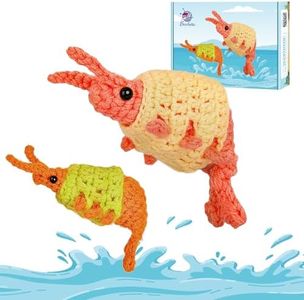 Crochetta Crochet Kit for Beginners, Crochet Starter Kit with Step-by-Step Video Tutorials, Birthday Gifts for Adults Kids, DIY Craft Supplies, Shrimp(40%+ Yarn)