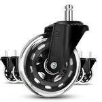 Office Chair Wheels Replacement 11x22mm 3 Inch Heavy Duty Roller Blade Casters, Universal Stem for Swivel Chair, Quiet Smooth Rolling & Floor Protecting (Matte Black)-Mastery Mart