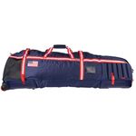 Sun Mountain Kube Golf Travel Bag - 2-Wheel Rolling System, Kube Folding Hard Shell for Easy Storage, Compact Protection & Travel Convenience - Navy-White-Red