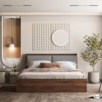 Wakefit Bed | King (78 X 72) Engineered Wood Bed, Upholstered, with Storage, 3 Year Warranty | - Mars - Columbian Walnut_Omega Grey