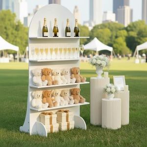 6FT Wooden Wedding Gift Display Arch, Original Design 4-Tier Champagne Wall
