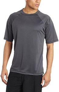 Kanu Surf Men's Standard Short Sleeve UPF 50 Swim Rash Guard Sun Shirt (Regular & Extended Sizes), Charcoal, Large