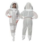 SAFTA Bee Pro 3 Layer Ventilated Beekeeping Suit, Beekeeper Suit For Professional Beekeepers, with Fencing Beekeeping Veil, (White, Medium)